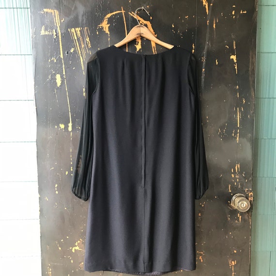 Vintage 60's Black Dress with Transparent Long Sl… - image 4