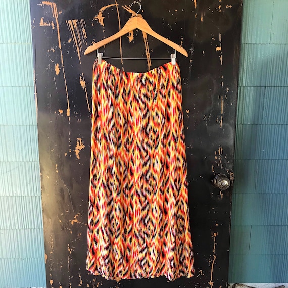 Vintage Bright Southwest Print Maxi Skirt size La… - image 1