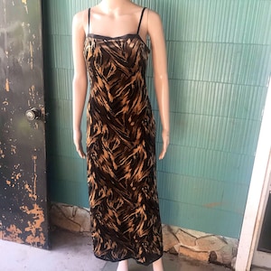 Vintage 90&#39;s Animal Print Spandex Velvet Dress Evening Gown by Betsy Johnson size Medium