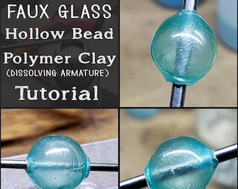 Faux Blown Glass Polymer Clay Tutorial | Smooth Hollow Beads | PDF Download | Imitating Glass | Liquid Polymer Clay Technique (ADVANCED)