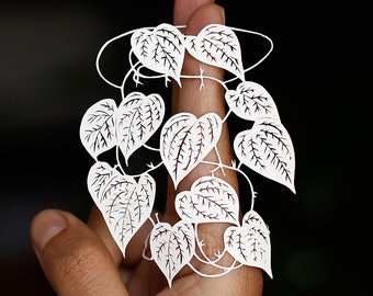 Devil's ivy Plant Papercut Template | Papercutting Art Pdf Jpg Cricut SVG Silhouette Cameo digital download Pothos Golden Paper Plant Nature