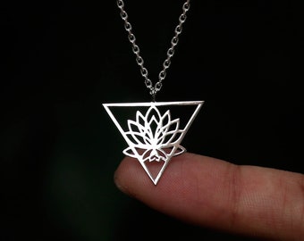 Original Hand-cut 925 Silver pendant Lotus triangle | Necklaces | Shipping Free | Jewellery | Handmade jewelry by Parthkothekar | Silvercut