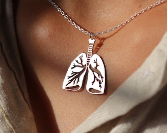 Lungs Pendant Human Organ necklace Silver pendant Biology jewellery Medical Doctor jewelry Gift Human Respiratory System body Gift lungs Art