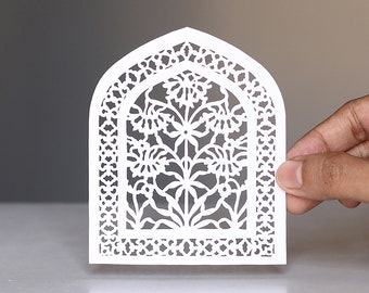 Hand Carved Jali Papercutting Art Intricately Carved Indian Jali Art Papercut Vintage Indian Gift Paper craft Design Traditional Wall Frame