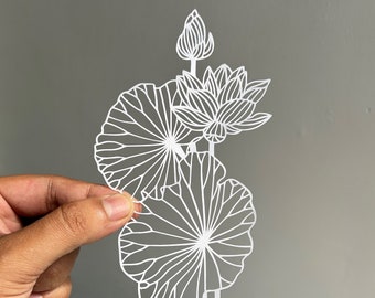 Lotus Papercut Template Papercutting Art Lotus Flower Cricut SVG Silhouette Cameo JPEG PDF digital download | Paper Art Gift Nature Design