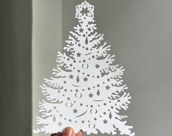 Christmas Tree Papercut Template Papercutting Christmas Gift Pdf Jpg Cricut SVG Silhouette Cameo Paper Art Xmas Tree Christmas decorations