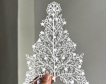 Christmas Tree Papercut Template Papercutting Christmas Gift Pdf Jpg Cricut SVG Silhouette Cameo Paper Art Xmas Tree Christmas decorations