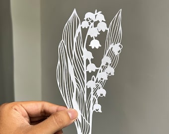 Lily of the valley Papercut Template Papercutting lily Flower Pdf Jpg Cricut SVG Silhouette Cameo Paper Art Gift Nature Floral Lily Design