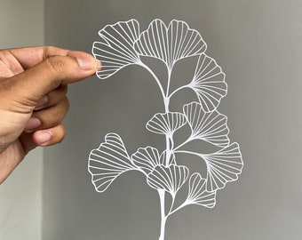 Gingko Leaf Papercut Template Papercutting Art Pdf Jpg Cricut SVG Silhouette Cameo digital download Paper Art Gift Nature Leaf Floral Design