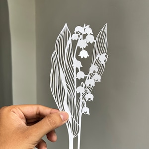 Modèle de découpe de muguet pour découpe de papier fleur de lys Pdf Jpg Cricut SVG Silhouette camée papier Art cadeau Nature Design floral de lys