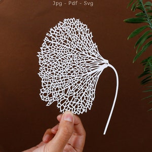 Leaf Skeleton Paper cut Template Nature Paper cutting digital download Svg Pdf Jpg Cricut Silhouette Paper art Gift wall decor | Wall Art