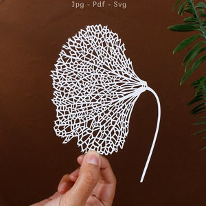 Foglia Scheletro Carta tagliata Modello Natura Carta tagliata digitale download Svg Pdf Jpg Cricut Silhouette Arte della carta Regalo decorazione da parete / Arte murale