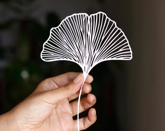 Gingko Leaf Papercut Template | Papercutting Art Pdf Jpg | Cricut SVG Silhouette Cameo digital download | Paper Art Gift Nature Leaf Design