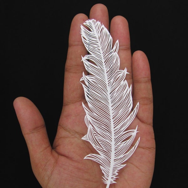 Feather - Papercut - Paper-cut - art - Papercutting - Papercraft - Paperart - Handmade - Handcut - Papercraft - Paper -  illustration