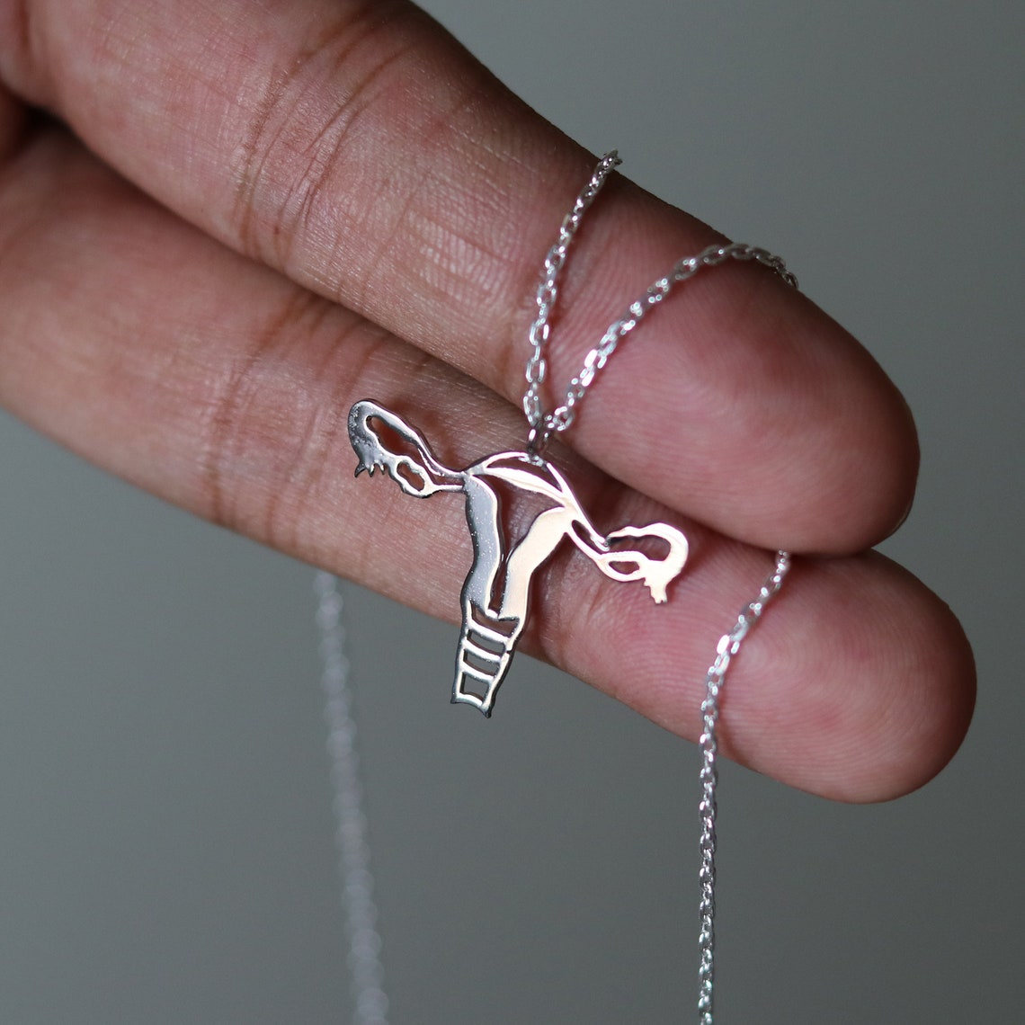 Uterus Pendant Female Anatomy Jewelry Silver Pendant Biology Vagina