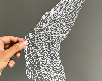 Bird Wings Papercut Template Feather Papercutting Art - Svg Pdf Jpg - Circuit Silhouette digital download Bird Wings Feather Paper Gift Art
