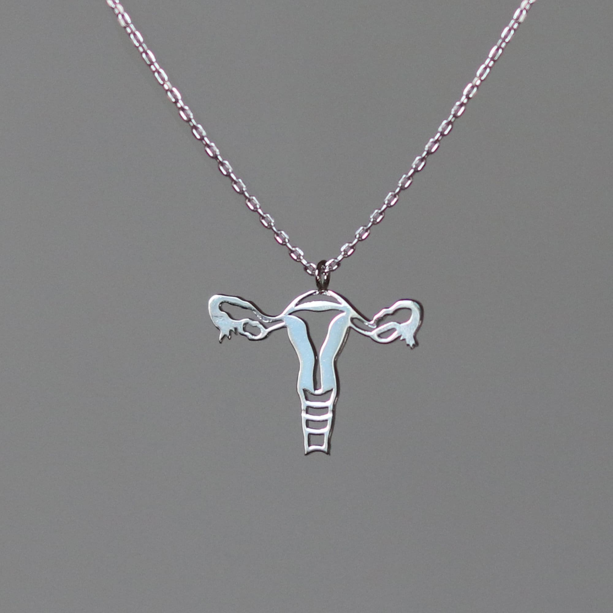 Uterus Pendant Female Anatomy Jewelry Silver Pendant Biology Vagina ...