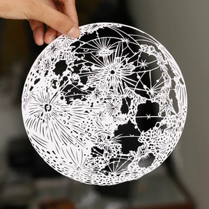 Moon Papercut Template Lunar Paper Art | Paper Cutting Art | SVG - PDF - Silhouette Cameo or Cricut Machines | Digital Art Home Decor Gift