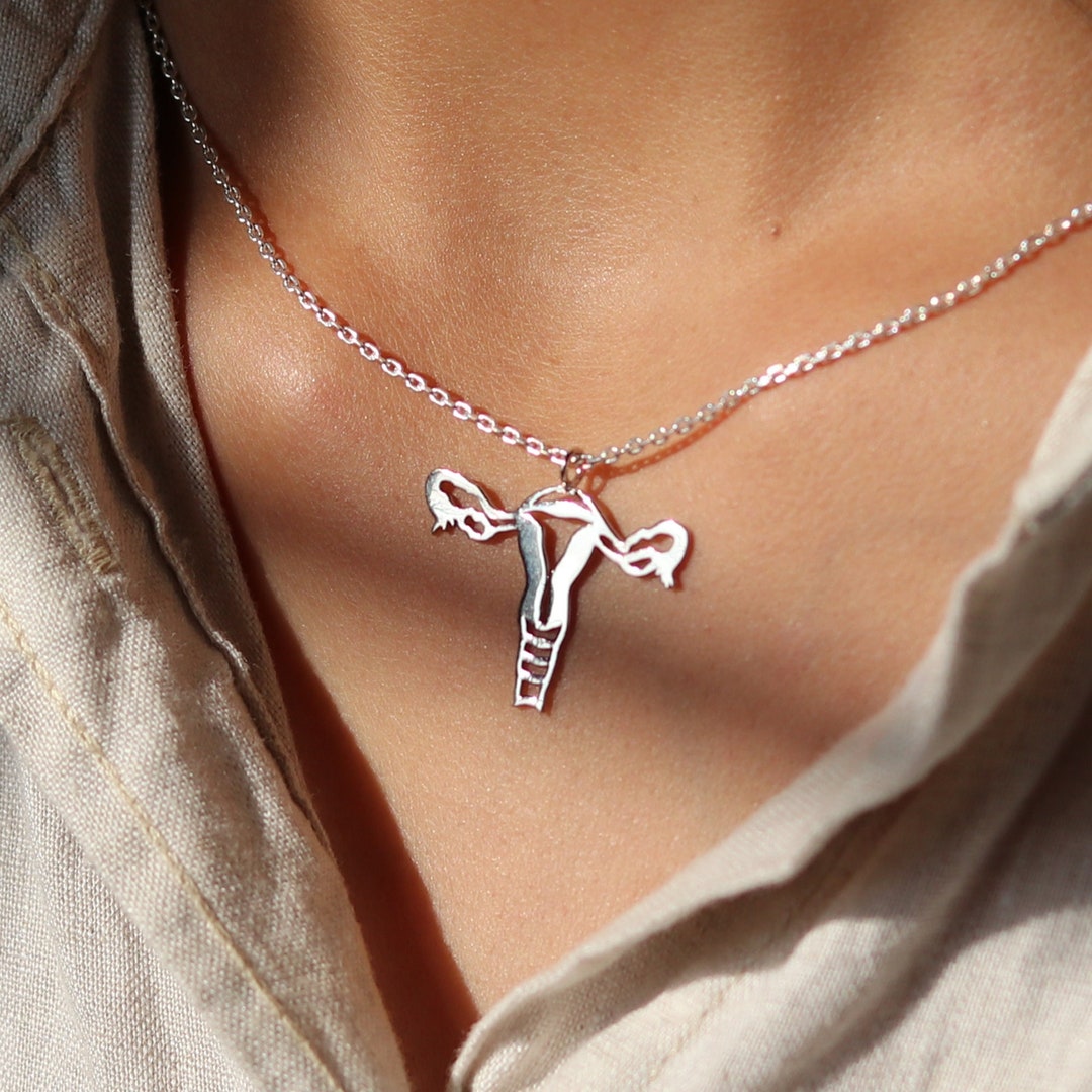 Uterus Pendant Female Anatomy Jewelry Silver Pendant Biology Vagina ...
