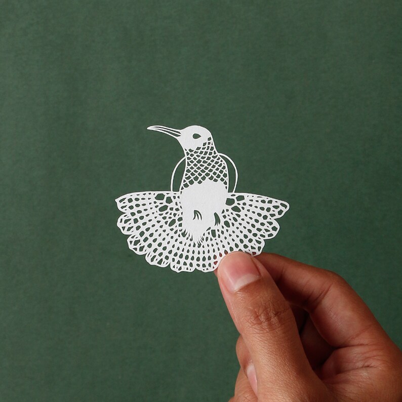 Humming bird Papercut Template, Papercutting SVG, Paper cut Art, Digital download, Handmade Gift, Paper Art craft, Bird Gift, Nature Bird image 4