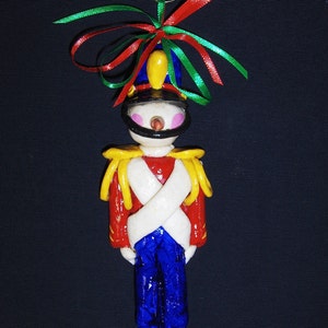 TIN SOLDIER Christmas Ornament, KEEPSAKE Lacquered Bread Dough Sculpture, Hen&#39;sTeeth&Frog&#39;sHairStudio Exclusive Design