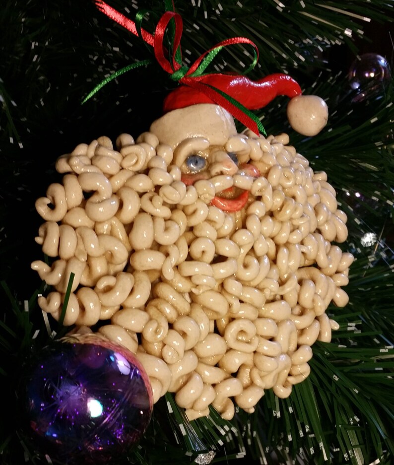 SANTA CHRISTMAS ORNAMENT Keepsake Lacquered Bread Dough Sculpture Hen/'sTeeth/&Frog/'sHairStudio Exclusive Design
