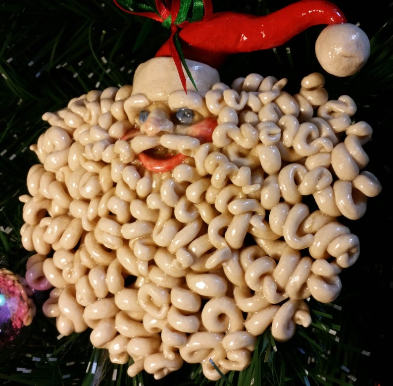 SANTA CHRISTMAS ORNAMENT Keepsake Lacquered Bread Dough Sculpture Hen/'sTeeth/&Frog/'sHairStudio Exclusive Design