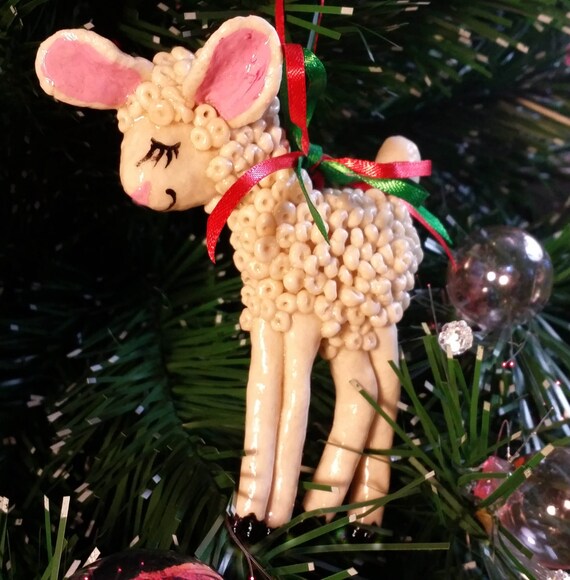 SWEET LAMB ORNAMENT Keepsake Lacquered Bread Dough Sculpture Etsy