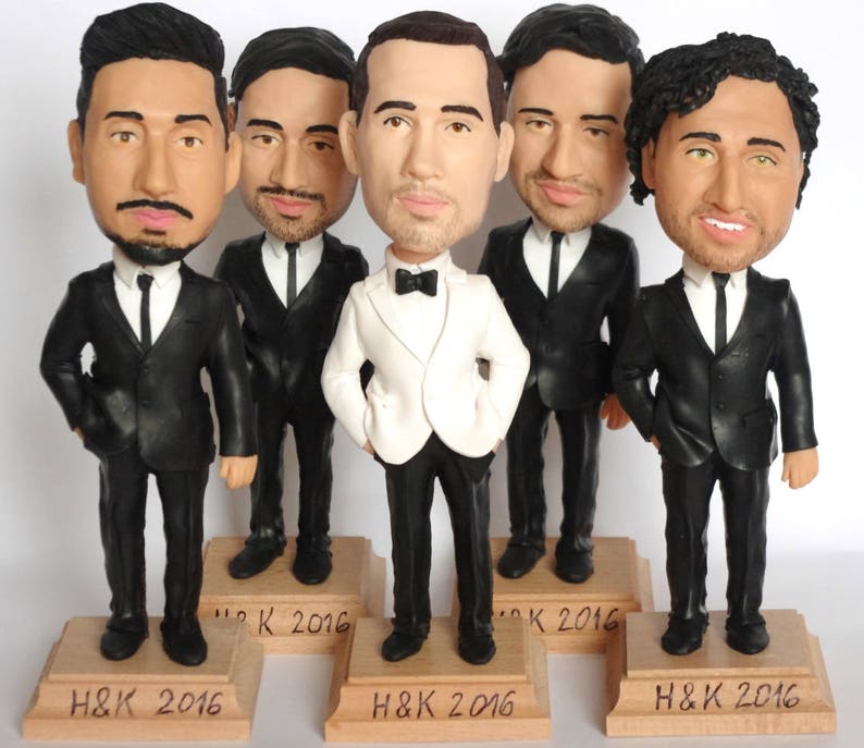 Custom Groomsmen Bobble Heads Groomsmen gift idea Groomsmen Bobble Heads Personalized Bobblehead In Custom Clothing image 1