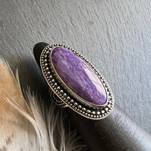 Charoite Sterling Silver Ring size 6 US
