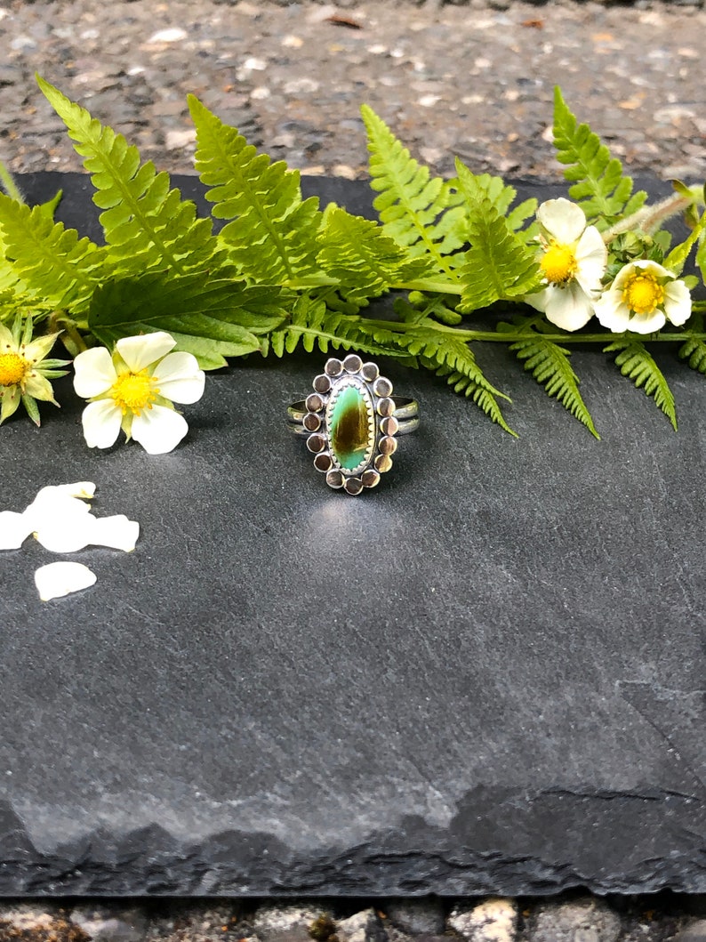 Turquoise Sterling Silver Ring Size 6.75 US