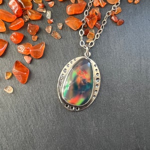 Aurora Borealis Opal Sterling Silver Necklace