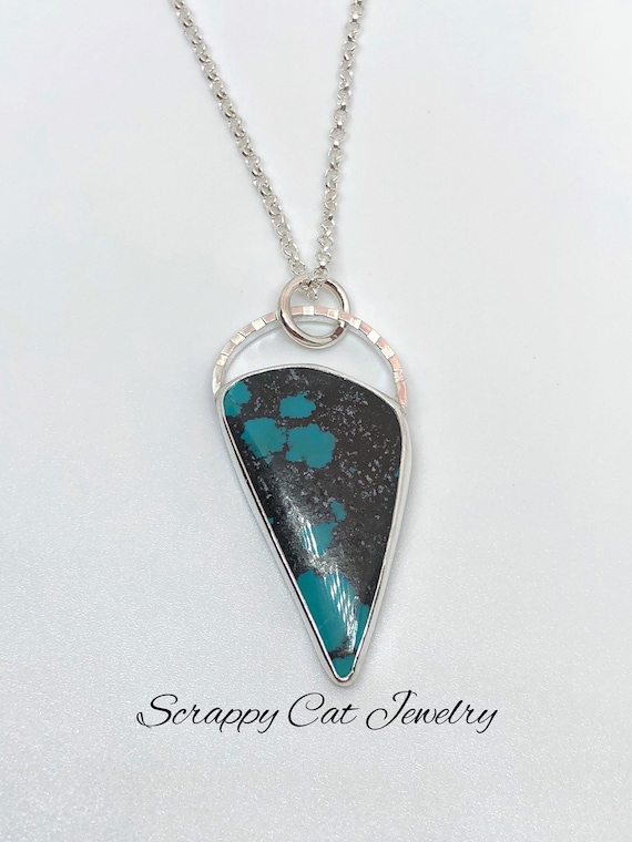 Hubei Turquoise Pendant  in Sterling Silver