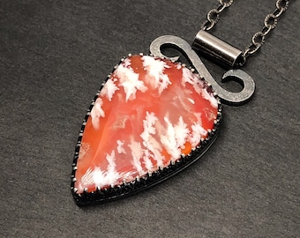 Plume Agate Sterling Silver Necklace
