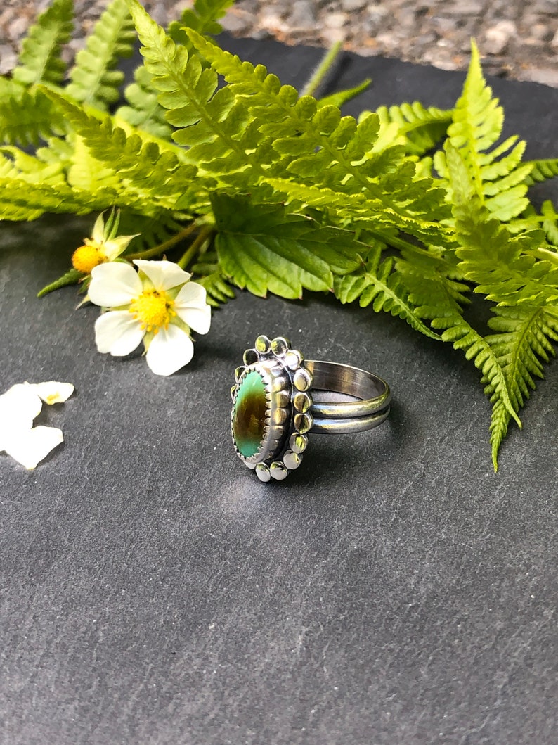 Turquoise Sterling Silver Ring Size 6.75 US