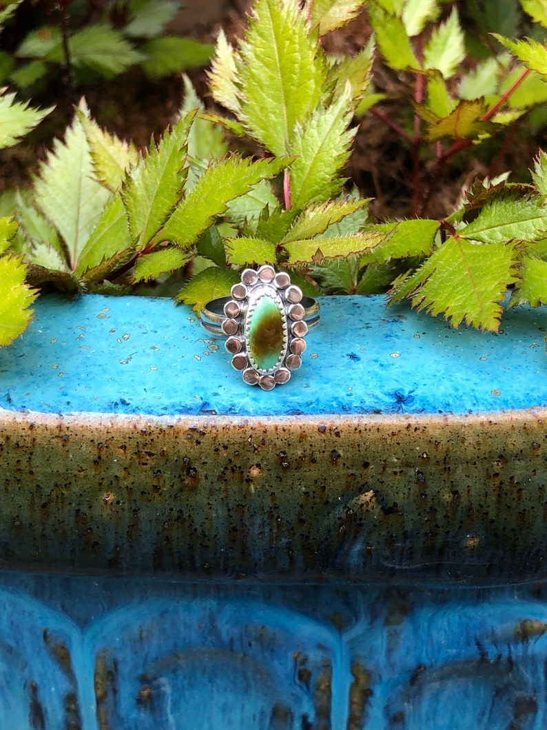Turquoise Sterling Silver Ring Size 6.75 US