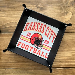 Kansas City Football Trinket Tray, Catch All Tray, Father&#39;s Day Gift, Tray for Dad, Gift for Dad, Chiefs Tray, KC Chiefs Tray