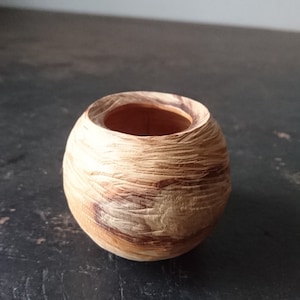 Woodcarving - Textured yew vessel - wooden pot - tactile art - curio - home decor