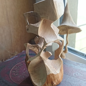 Original small abstract sculpture - woodcarving - wooden art - hawthorn - handmade