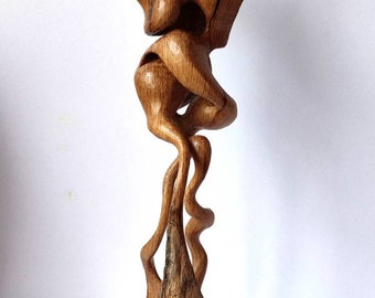 Oak sculpture - abstract woodcarving - wooden art - home decor - eco art - flowing form - hand crafted - upcycled - contemporary - UK maker