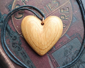Oak heart pendant - wooden jewellery - valentines gift