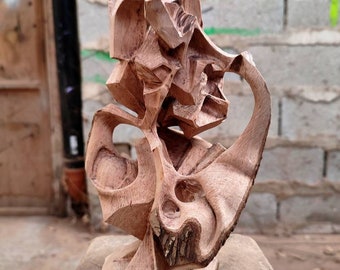 Abstract sculpture - woodcarving - hawthorn carving - unique art - original - sustainable art - small sculpture  - eco art