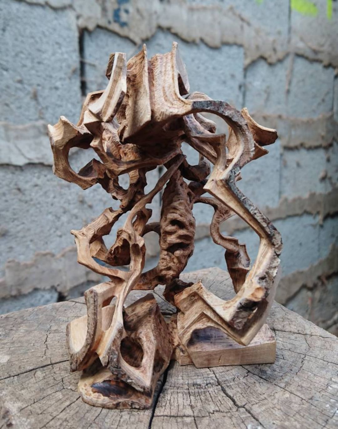 Abstract Expressionist Wood Sculpture - Wooden Art Object