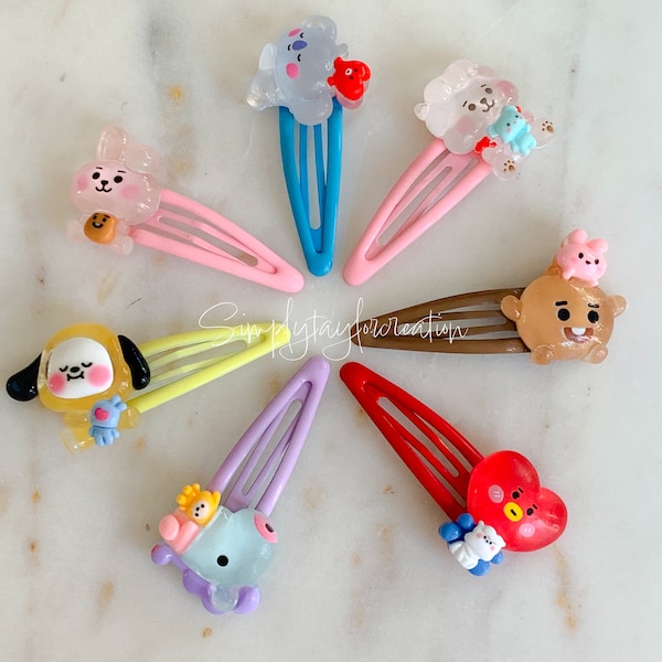 Bt21 clear clip | Bt21 clear Charm Barrettes Hairclips | Cute Hairclips | Kawaii Clip