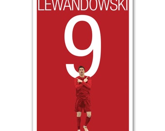 Lewandowski Poster - Bayern Munich Soccer Print -Soccer Art - Unframed Football Print - Soccer Decoration - Poland Soccer Poster