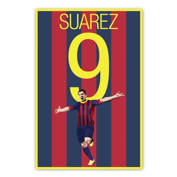 Barcelona Gift Poster Home Decor Wall Art Luis Suárez Print