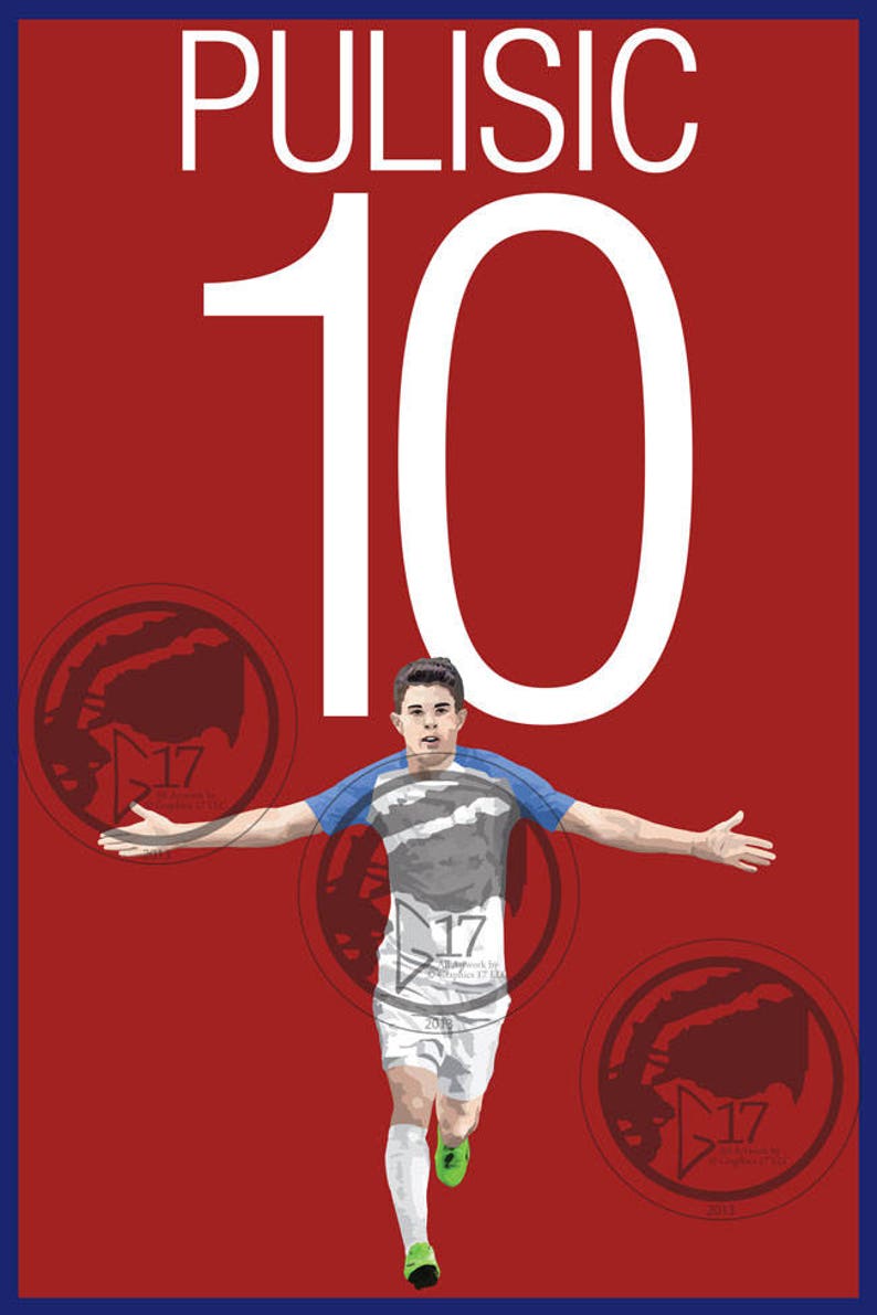 Christian Pulisic 10 Poster USMNT Usa Soccer Poster | Etsy