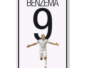 Karim Benzema 9 Poster - Real Madrid - France Soccer Poster- 8x10, 13x19, affiche, art, décor mural, décor maison