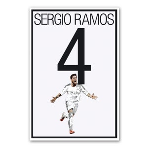 Sergio Ramos Poster - Real Madrid - Spain Soccer Poster- 8x10, 13x19, poster, art, wall decor, home decor, La Liga