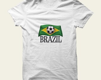 Maillot de football du Brésil - T-shirt personnalisé avec nom et numéro du drapeau brésilien | Chemise brésilienne de fierté personnalisée | Disponible en plusieurs couleurs